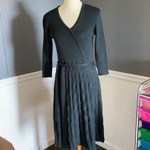 Danny & Nicole Dark Green Textured Sweater Dress